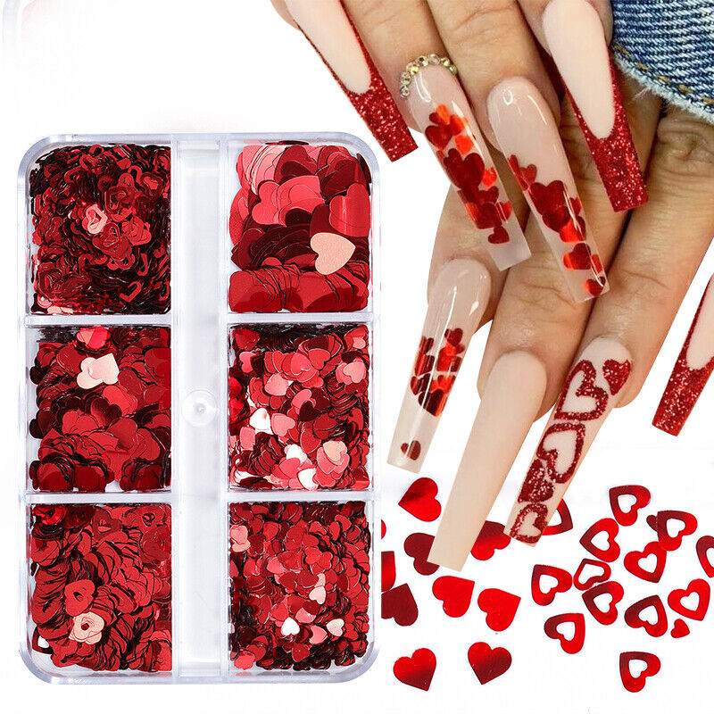 Valentines Confetti Nail Art