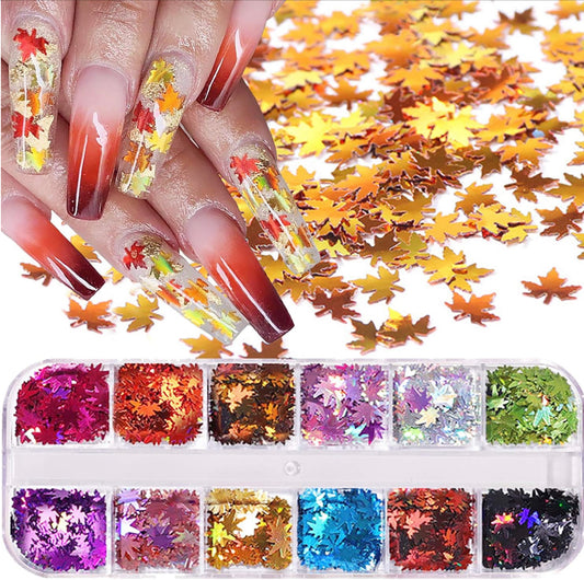 Fall Leaves Nail Confetti Art